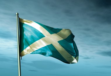 Scotland flag waving on the wind clipart