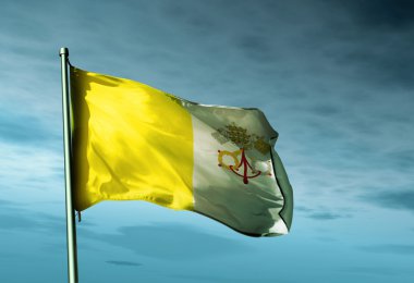 rüzgarda sallayarak Vatikan bayrağı