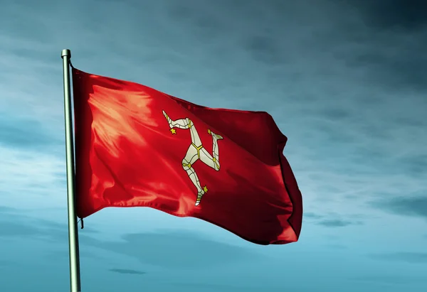 Bandeira da Ilha de Man acenando ao vento — Fotografia de Stock