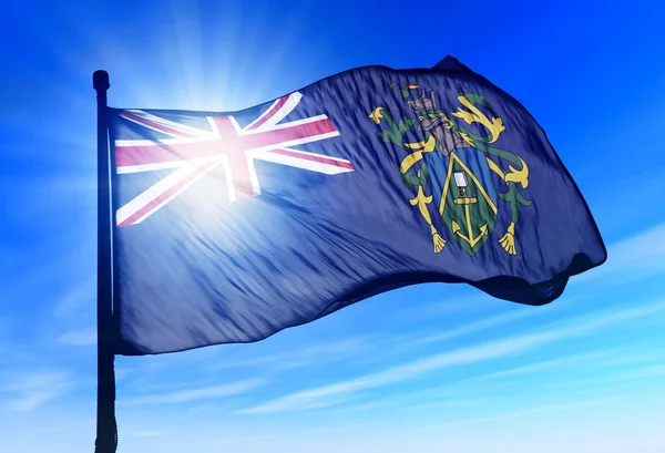 Pitcairn Eilanden (het uk) vlag zwaaien op de wind — Stockfoto