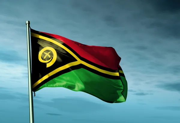 Vlajka Vanuatu mává na vítr — Stock fotografie