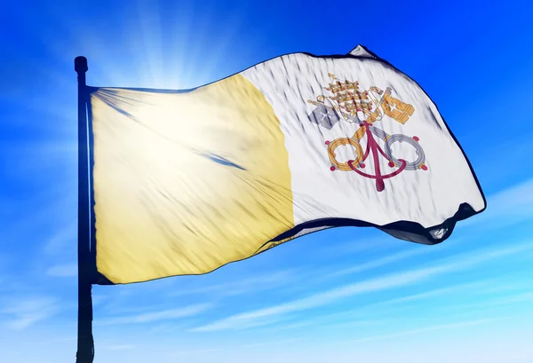 Bandera de la Ciudad del Vaticano ondeando al viento —  Fotos de Stock