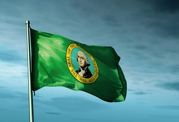 Вашингтон (США) флаг, размахивающий на ветру — стоковое фото