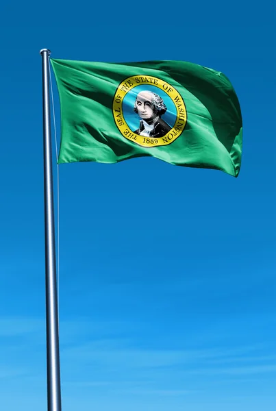 Вашингтон (США) флаг, размахивающий на ветру — стоковое фото