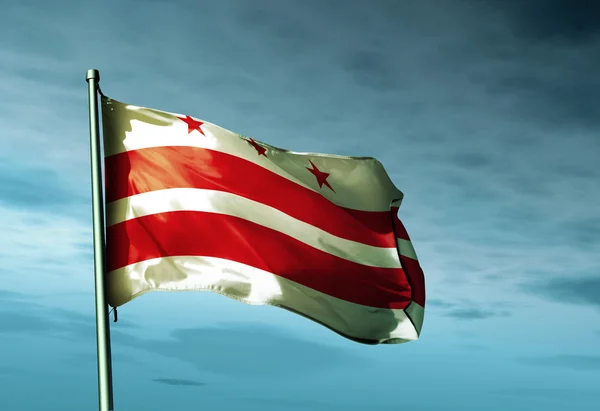 Washington d. c. vlag zwaaien op de wind — Stockfoto