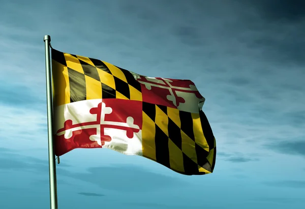 Bandeira de Maryland (Estados Unidos) acenando ao vento — Fotografia de Stock