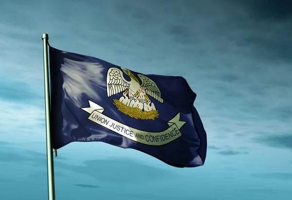 路易斯安那州 (美国) 国旗在风中飘扬 — 图库照片