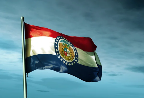 Missouri (usa) vlag zwaaien op de wind — Stockfoto