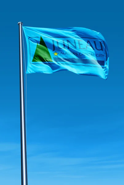 Juneau, alaska (usa), vlag zwaaien op de wind — Stockfoto