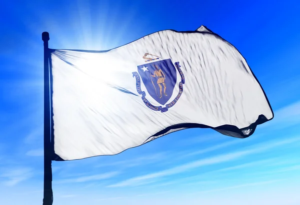 Massachusetts (Verenigde Staten) vlag zwaaien op de wind — Stockfoto