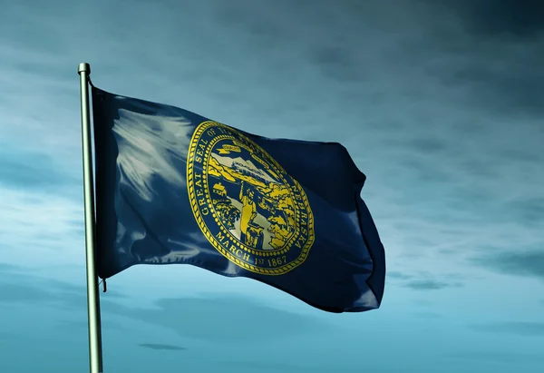 内布拉斯加州 (美国) 国旗在风中飘扬 — 图库照片