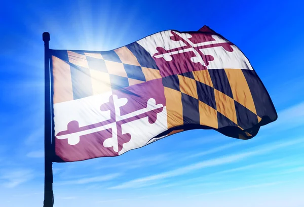Maryland (usa) σημαία κυματίζει με τον άνεμο — Φωτογραφία Αρχείου