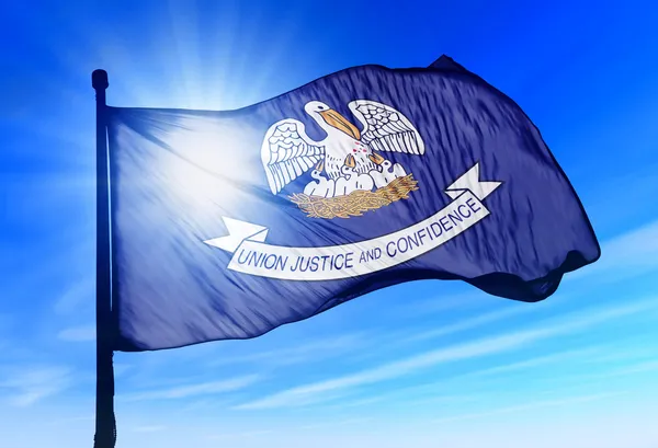 Louisiana (USA) flag waving on the wind — Stock Photo, Image