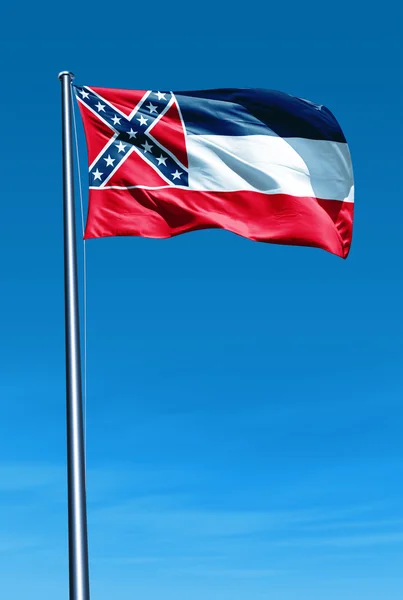 Bandeira do Mississippi (Estados Unidos) acenando ao vento — Fotografia de Stock