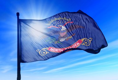 North Dakota (USA) flag waving on the wind clipart
