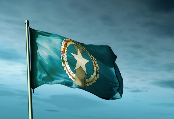 Flagge der nördlichen Marianen weht im Wind — Stockfoto