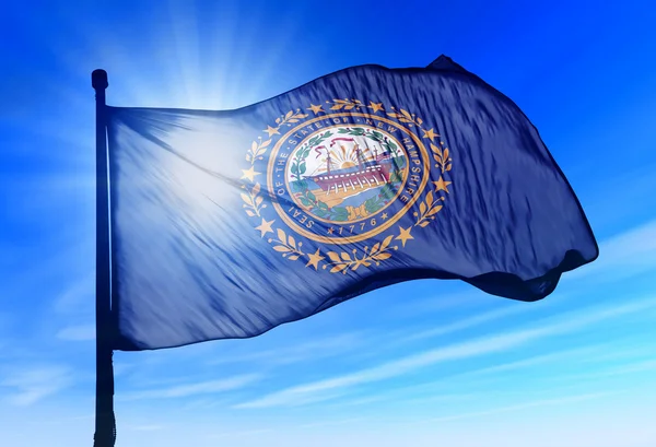 New Hampshire (USA) flag waving on the wind — Stock Photo, Image