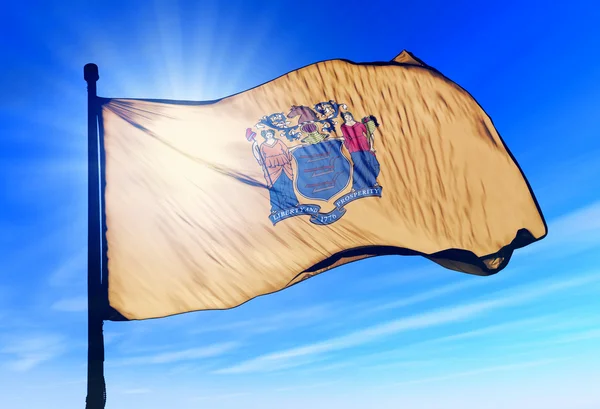 Drapeau du New Jersey (USA) agitant le vent — Photo