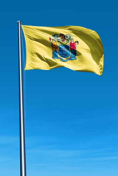 Bandera de Nueva Jersey (EE.UU.) ondeando al viento — Foto de Stock