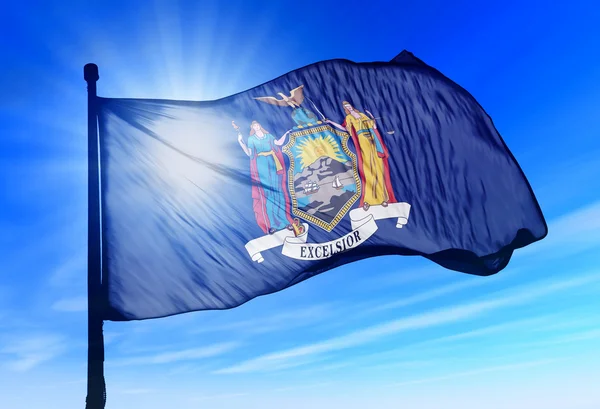 New york (usa) vlag zwaaien op de wind — Stockfoto