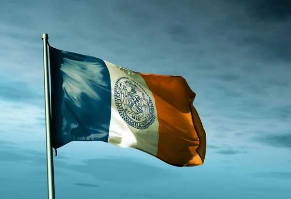 New York City (USA) flag waving on the wind — Stock Photo, Image
