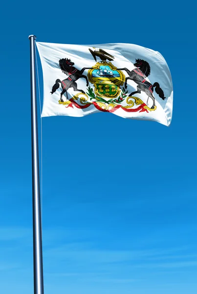 Drapeau de Pennsylvanie (USA) agitant le vent — Photo