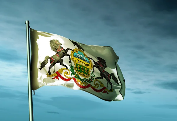 Pennsylvania (USA) flag waving on the wind — Stock Photo, Image