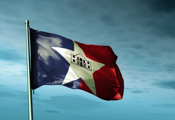 Bandeira de San Antonio (Estados Unidos) acenando ao vento — Fotografia de Stock