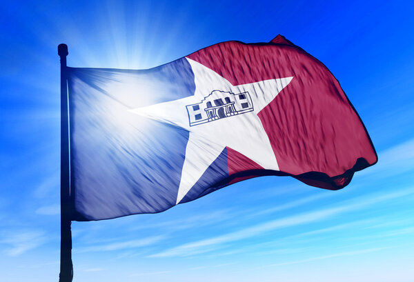 San Antonio (USA) flag waving on the wind