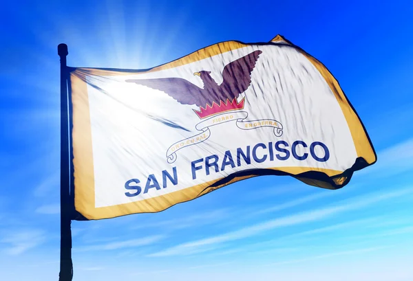 Bandera de San Francisco (EE.UU.) ondeando al viento — Foto de Stock