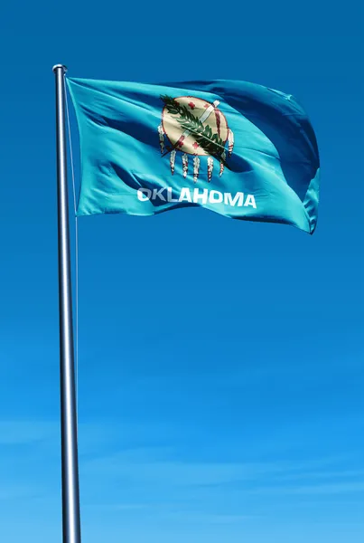 Bandera de Oklahoma (USA) ondeando al viento Imagen de stock