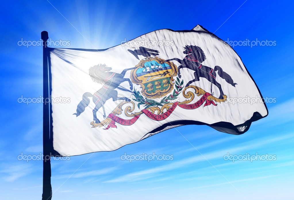 Pennsylvania (USA) flag waving on the wind