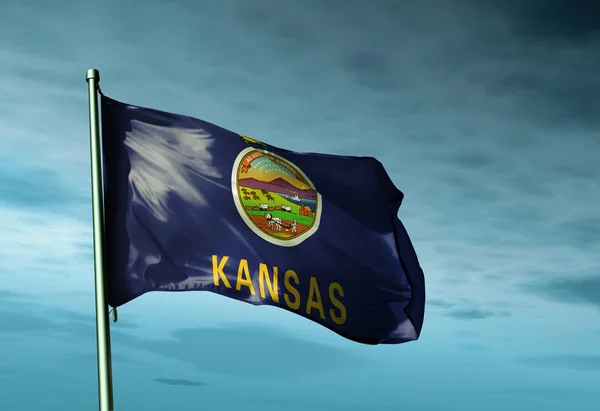 Bandeira do Kansas (EUA) acenando ao vento — Fotografia de Stock