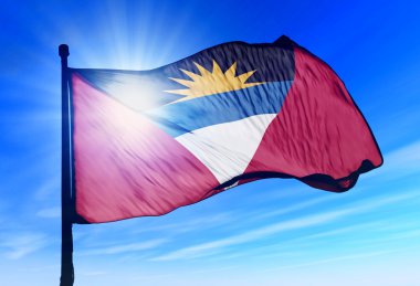 rüzgarda sallayarak antigua ve barbuda bayrağı