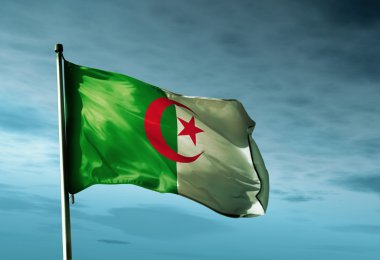 Cezayir bayrağı sallayarak üzerinde Rüzgar