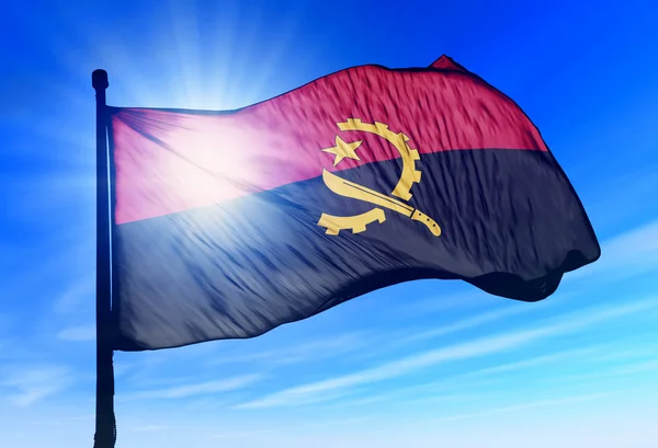 Angola-Flagge weht im Wind — Stockfoto