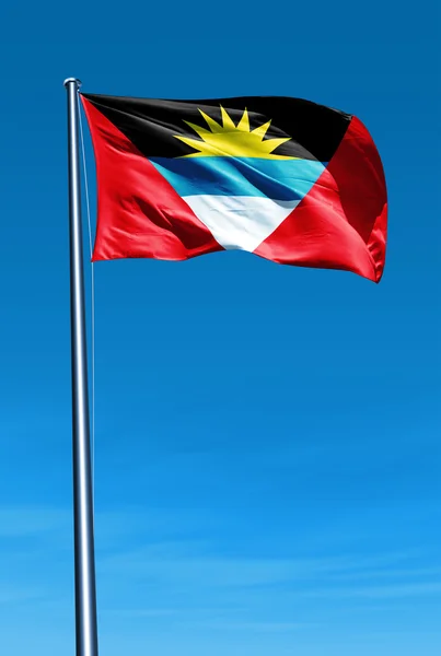 Antigua a barbuda mávání vlajkami na vítr — Stock fotografie