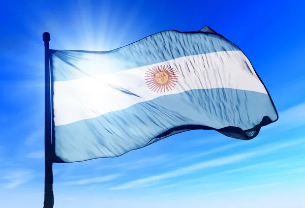 Argentina flag waving on the wind — Stock Photo, Image