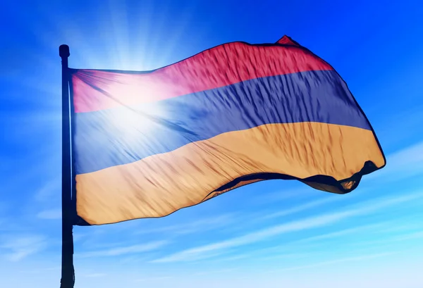 Bandera de Armenia ondeando en el viento — Foto de Stock