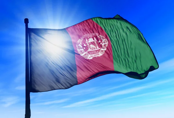 Afghanistan vlag zwaaien op de wind — Stockfoto