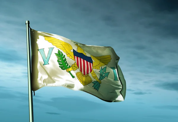 Bandera de las Islas Vírgenes de los Estados Unidos (EE.UU.) ondeando al viento —  Fotos de Stock