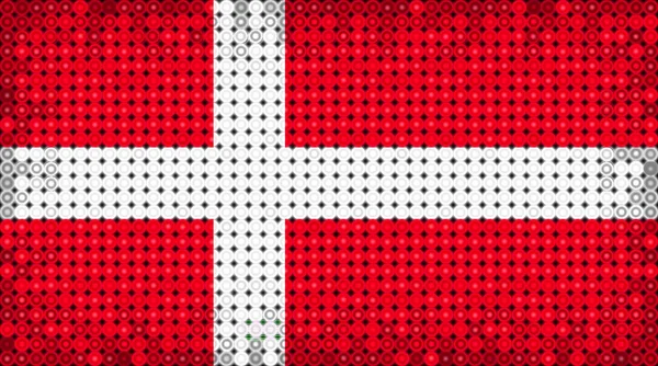 Flag of Denmark lighting on LED display — Stock Photo, Image