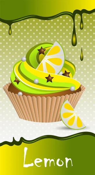 Cup cake lemon — Stock Vector