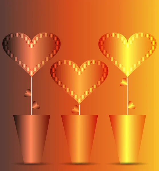 Potes corazones — Vector de stock