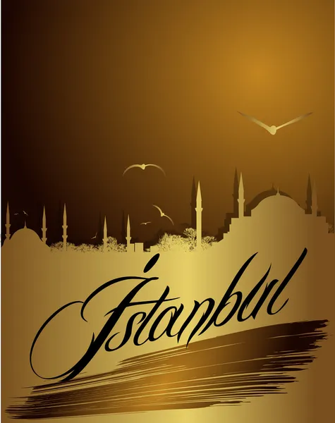 Silhouette d'Istanbul en couleur dorée — Image vectorielle