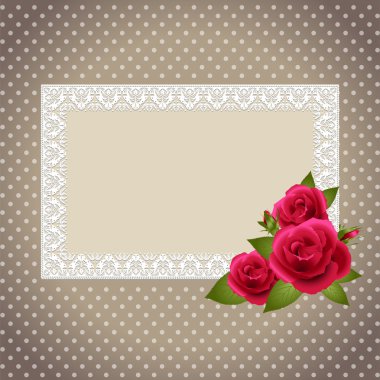 Gül ve puantiyeli desenli davetiye