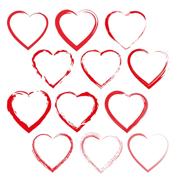 Collection of red hearts. Vector illustration — Stock Vector