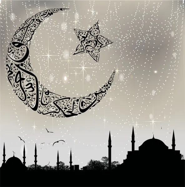 Istanbul and calligraphy moon and star — Stock Vector