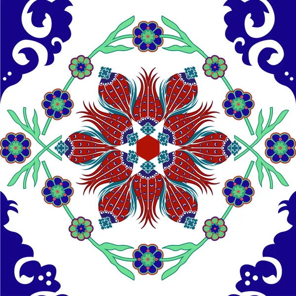 Turco azulejo tulipa arte — Vetor de Stock