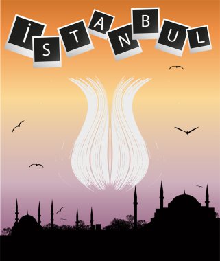 İstanbul silueti ve soyut Lale